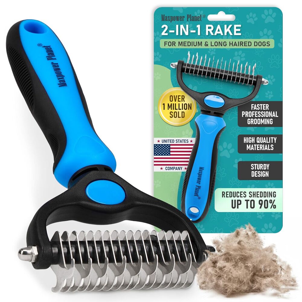Maxpower Planet Original Pet Grooming Rake Double-Sided Deshedding Dematting